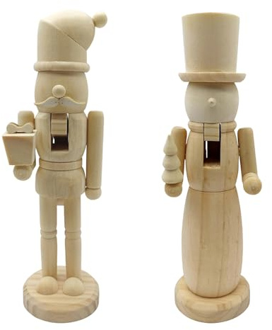 2 Wooden Christmas Nutcracker to Paint,25cm Unpainted Nutcracker Soldier Figurines Christmas Decorations,Paint Your Own Toy Ornaments for Crafts Living Room Bedroom