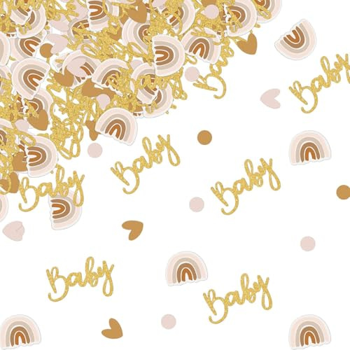 Tourima Babyparty Konfetti 60PCS Pink, Baby Shower für Babyparty Mädchen Junge, Gender Reveal Party Deko, Baby Party Dekoration Tischdeko, Welcome Baby Boy Girl Deko Set