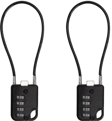 LOLANIUT 2 Stück 4-Stelliges Zahlenschloss Vorhängeschloss Kabelschloss mit 20 Cm Drahtseil, Robustes Vorhängeschloss mit Zahlencode, Kofferschloss für Rucksack Reise Gepäck Schloss Helm Roller
