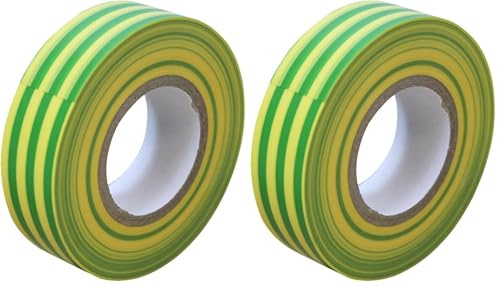 Faithfull FAITAPEPVCGY Green/Yellow PVC Electrical Tape 19mm x 20M (Pack of 2)