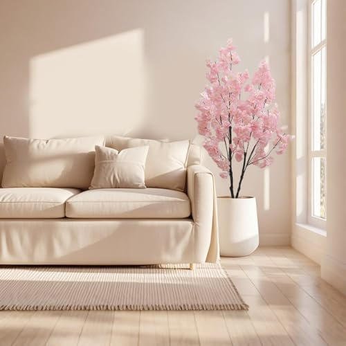 Kunstpflanze KirschblüTenbaum, 120cm Kunstbaum mit Blü in Rosa, Gefälschte Kirschblüten, Kunstbaum Kirschblüte Zimmerpflanze für Zuhause,Hochzeit,Party,Garten,Büro Dekoration