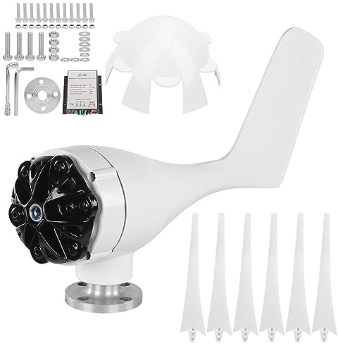 Haofy Kit Eoliche di Piccole Dimensioni da 400 W. Alimentatore Efficiente a 6 Pale per Imbarcazioni mobili. Plastica in Lega Bianca (24V)
