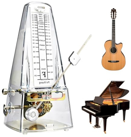 Mechanisches Metronom, Transparent Metronom Mit Akzentglocke, Metronome Mit Hoher Präzision, Musikmetronom Im Pyramidenstil, Universales Metronome Für Gitarre Bass Klavier Violine Bass (Transparent)