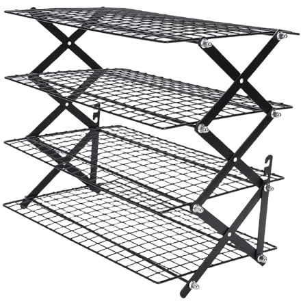 Zhjvihx Rejilla de Enfriamiento Plegable de 4 Niveles con 3 Ajustes Ajustables, Asado, Cocción, Horneado, Secado para Galletas, Pan, Enfriamiento de Alambre, Asado, Cocción, Horneado,