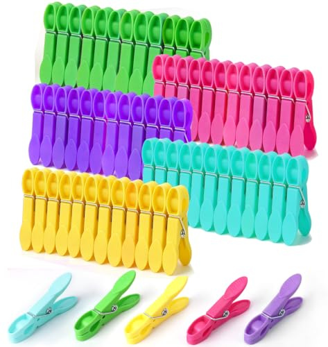 DDhayyp 60 Pack Clothes Pegs for Washing Line, Non Slip Washing Pegs Strong with Durable Spring, Plastic Laundry Pegs for Home Garden Indoor & Outdoor (Colorful)