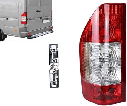 Generisch Rückleuchte Links für Sprinter W901 W902 W903 W904 1995-2006 mit Lampenträger Heckleuchte Rücklicht Fahrerseite E-geprüft A0008261556 A9018202364 Rot Weiß Ersatzteil