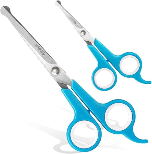 Boshel Razor-Sharp Stainless Steel Dog Grooming Scissors for Grooming Professionals at Home with Rounded Safety Tips, 2 Pack
