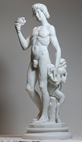 Grekisk romersk gud Dionysus Bacchus & Faun av Michelangelo staty skulptur 34 cm