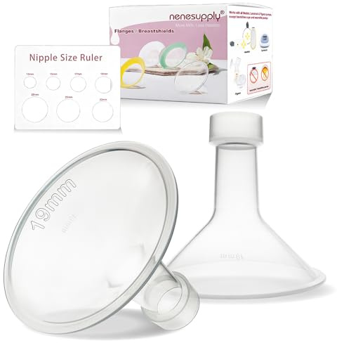 Nenesupply 19mm Classic Flanges Compatible with Medela Breast Pump Parts Flange Accessories. Work with Pump in Style Parts Symphony Parts Swing Maxi Harmony Breastpumps (19mm Classic)