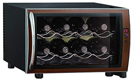 CLING Refrigerador de Vino pequeño Refrigerador de Vino Refrigerador de champán de 8 Botellas Encimera Bodegas de Vino Independientes Control Digital de Vidrio de Doble Capa para Bar en casa