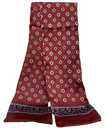 UK_Stone - Foulard in 100% seta, motivo fiori, Paisley, sciarpa da uomo, Taglia unica