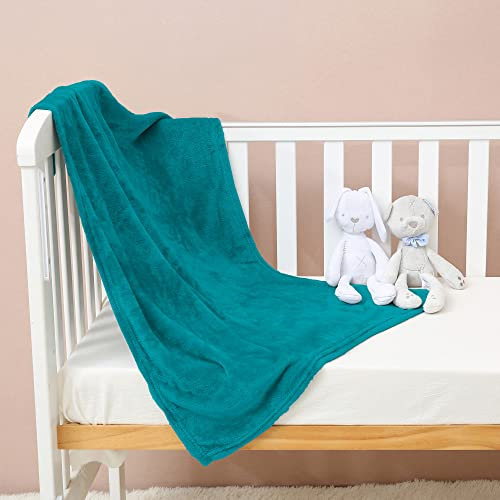 FARFALLAROSSA Manta Bebe Polar Franela Extra Suave, 70x100cm, Mantas Infantil, Azul Verde