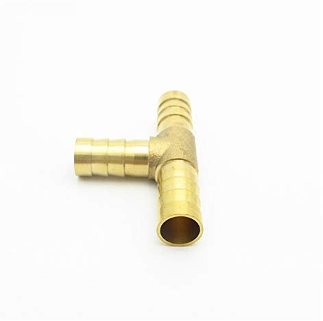 Pangyoo PYouo-Messing Schlauchverbinder 16mm T Typ 3 Way Messing Barbed Rohrfitting-Koppler-Verbindungs, Schlauchkupplung Equal Adapter for Brennstoff Gas Wasser Dickes Material