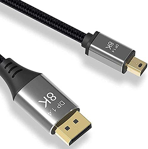 CAKOBLE Mini Displayport to Displayport 8K(76804320)@60Hz 4K@144Hz display port 1.4 Bi-Directional Transmission mini dp to dp 8K Cable 3m