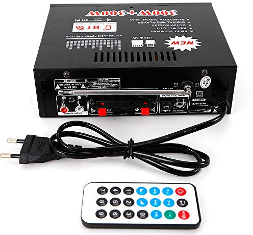 Kaibrite Mini Amplificatore Stereo HiFi Bluetooth 600W con Display LCD per Casa e Auto