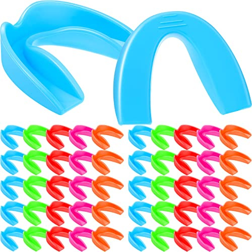 Konohan 50 Pcs Youth Mouth Guard for Sports Kids Boys Girls Mouthguard Kids Football Mouthpieces Sports Mouth Braces Athletic for Boxing Hockey Lacrosse Basketball(5 Colors)