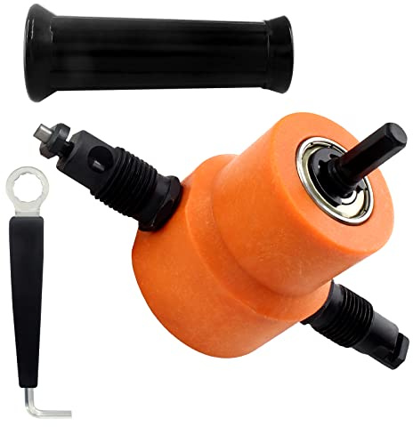 Aracombie Multipurpose Double Head Sheet Orange Nibbler Metal Cutter Hole Saw Drill Attachment Tool For Iron, Stainless Steel, Aluminum, Plastic, Plywood Plate