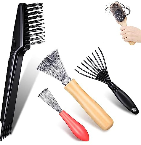 4 Stück Haarbürsten Reinigungswerkzeug, Kamm Reinigungsbürste, Haarbürsten Entferner, Haarbürstenreiniger Bürste, Doppelseitigem Bürstenreiniger, für Heim und Salongebrauch Entfernen von Haarstaub