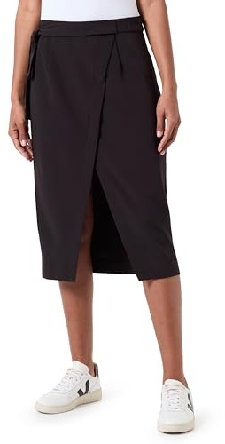 PIECES Pcacci Hw Wrap Midi Skirt BC Jupe enveloppante, Noir, M Femmes
