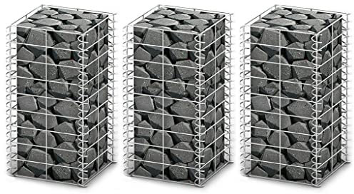 RAUGAJ Gabione Set 3 tlg verzinkter Draht 25 x 25 x 50 cm aus verzinktem Stahl