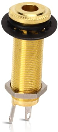 Klinkenstecker für E-Gitarre, 1/4“ 6,35mm Messing Mono Gitarre Bass Klinkenbuchse Zylinder Eingang Ausgang Klinke mit 3 Pins Metall Stereo Barrel Ausgang Klinkenstecker für die meisten E-Gitarre Bass