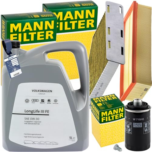 BandelOne enthält Mann Inspektionspaket+5L 0W-30 Öl passend für Golf 5 6 Passat B6/7