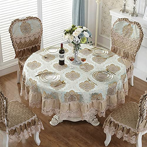 FLYIFE Tischdecken Tischdecke Gartentischdecke Kleine Runde Tischdecke Dicke Hochzeiten Babypartys Restaurant Parties Tischdecke Home Dining Tischdecke Spitze Seitentischdecke/Gold/Diameter 160Cm