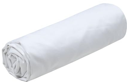 STOF Spannbettlaken, Größe 140 x 200 cm, große Spannhöhe 30 cm, Baumwoll-Perkal, 100% Baumwolle, Öko-Tex Zertifiziert, Farbe: Weiß, Modell Elysée – Bettwäsche für Zuhause, weich und bequem