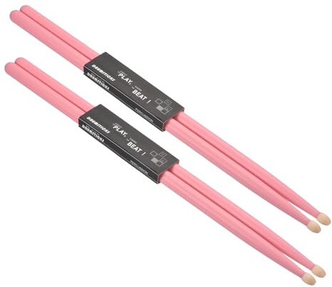 QUARKZMAN 2 Paar Drumstick 7A Ahornholz Schlagzeug Sticks mit Rutschfestem Griff Pink Klassischer Drumstick mit Holzspitze für Schlagzeug, Musikinstrument und Percussion