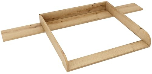 regalik Wickelaufsatz mit Platte für Hemnes von IKEA, Wickeltischaufsatz für 50x160 cm Kommoden, Abnehmbar Wickelkommode aufsatz, Abgerundeten Frontplatten, Oak