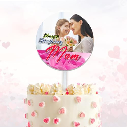 Craft Cart Photo Name Message Personalised Customised Round Acrylic Cake Topper for Birthday Anniversary Party Decoration Design