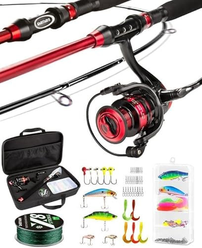 Ghosthorn Angelrute und Rolle Combo Teleskopstange Kit Angelausrüstung Starter kompakte Tragetasche für Süßwasser Salzwasser Geschenke für Männer Frauen