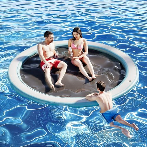 Plate-forme flottante gonflable, anneau de bronzage gonflable pour piscine, hamac, flotteur robuste pour 3 à 5 adultes, île flottante pour lac, piscine, fête sur la plage