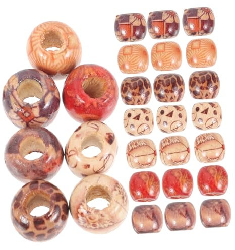 FRCOLOR 100 Stück Holz Haarperlen Zopfschmuck Flechtperlen Für Frauen Und Kinder Zopfflechten Selbstgemacht Schmuck Zubehör Natürlicher Look