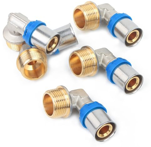 LTWFITTING Pressfitting mit Winkel 90°mit 3/4 Aussengewinde für Verbundrohr 20,0mm Rohr Mehrschichtverbundrohr für Trinkwasser geeignet(5 Stück)