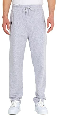 COMEOR Joggingbyxor herr med dragkedjefickor bomull, träningsbyxor – sportbyxor, joggingbyxor för män, joggingbyxor | pojkar fritidsbyxor, LJUSGRÅ, 5XL