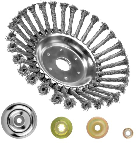 Brosse Metallique Debroussailleuse, 200mm Brosse Tête Débroussailleuse Universelle Fil Acier pour Coupe-bordure, Brosse de Désherbage pour Débroussailleuse Mauvaises Herbes, Taille du Trou 25 mm