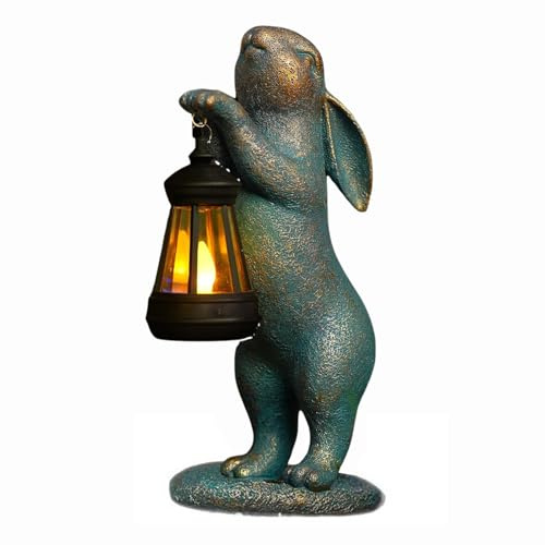 mophrati Grandi ornamenti da giardino a forma di coniglio solare per esterni, statue per decorazioni da giardino, luci solari in resina, ornamenti da giardino per esterni