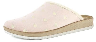 inblu Femme Pantofole Donna Con Cuoricini E Plantare Anatomico in Vera Pelle Imbottita Chausson, Poudre, 41 EU
