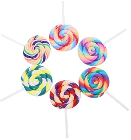 Milisten 6 Pezzi Lecca-lecca Finti Colorati in Argilla Morbida Per Decorazioni Fai Da Te, Accessori Creativi e Bomboniere Per Matrimonio, Per Attività Manuali e Foto Tematiche