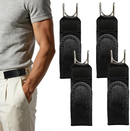 Bcuuozeeing Gürtel Ohne Schnalle, Unsichtbarer Elastischer Schnallenloser Gürtel Herren & Damen, Buckle Less Belt mit Metallhaken, Verstellbar mit Klettverschluss für Alltag und Freizeit