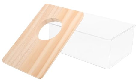 Toyvian Sandbadewanne und Loch aus Acryl mit Holzdeckel Transparente und Dusche Leicht zu Reinigen als Hamsterversteck für Hamster und Maus