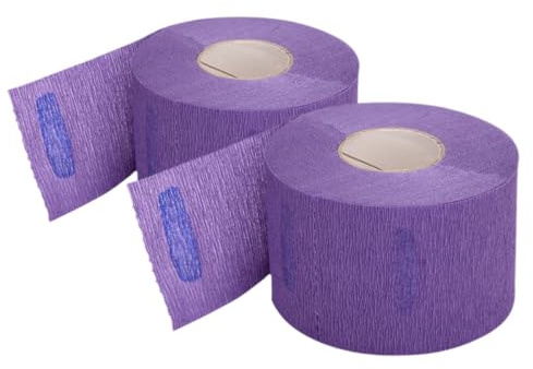 GETAJGHSD Tiras de Papel Desechables Cuello 2 Piezas, Papel Elástico Protector para Peluquería y Barbería, Color Púrpura, Barrera contra Tinte y Cabello Suelto, Uso Profesional en Salones