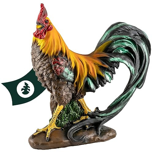 1PLUS handbemalte Polyresin Hahn Statue Garten Deko