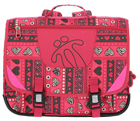 TOTTO - Mochila Escolar, Modelo Tijeras, Cartera Escolar, Capacidad 15 Litros, 3 Compartimentos, Espaldar Ergonómico con Flujo de Aire, Correas en S para Mayor Comodidad, Estampado Corazones Rosa