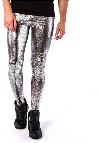 Kapow Meggings Leggings da Uomo Metallizzati e in Materiali Speciali