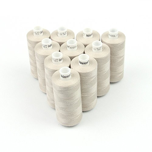 Ackermann 10x 1.000m UNIVERSAL NÄHGARN, Stärke 120, Qualitätsgarn, Nähmaschinengarn, Overlock Garn, Garn für Overlock-Nähmaschinen (0773 Beige)