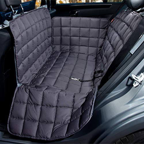 Doctor Bark Hunde 2-Sitz-Autoschondecke für die Rücksitzbank, All-Side Schutz mit Reißverschluss für alle PKWs und SUVs, L in Grau