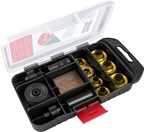 Grommet Kit, NEU MASTER 3/8 and 1/2 Solid Brass Grommets with Eyelets Setting Tool and Storage Box, NH1003K