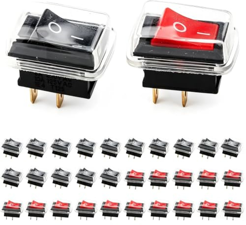 VISSQH 30Pcs Interrupteur à Bascule on/Off, interrupteur à bascule mini, 2 broches 6A / 250V, 10A / 125V SPST On/Off